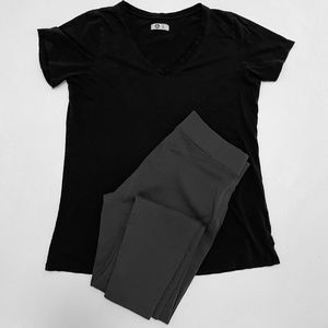 American Giant Gray Ponte Legging w L Black t-shirt